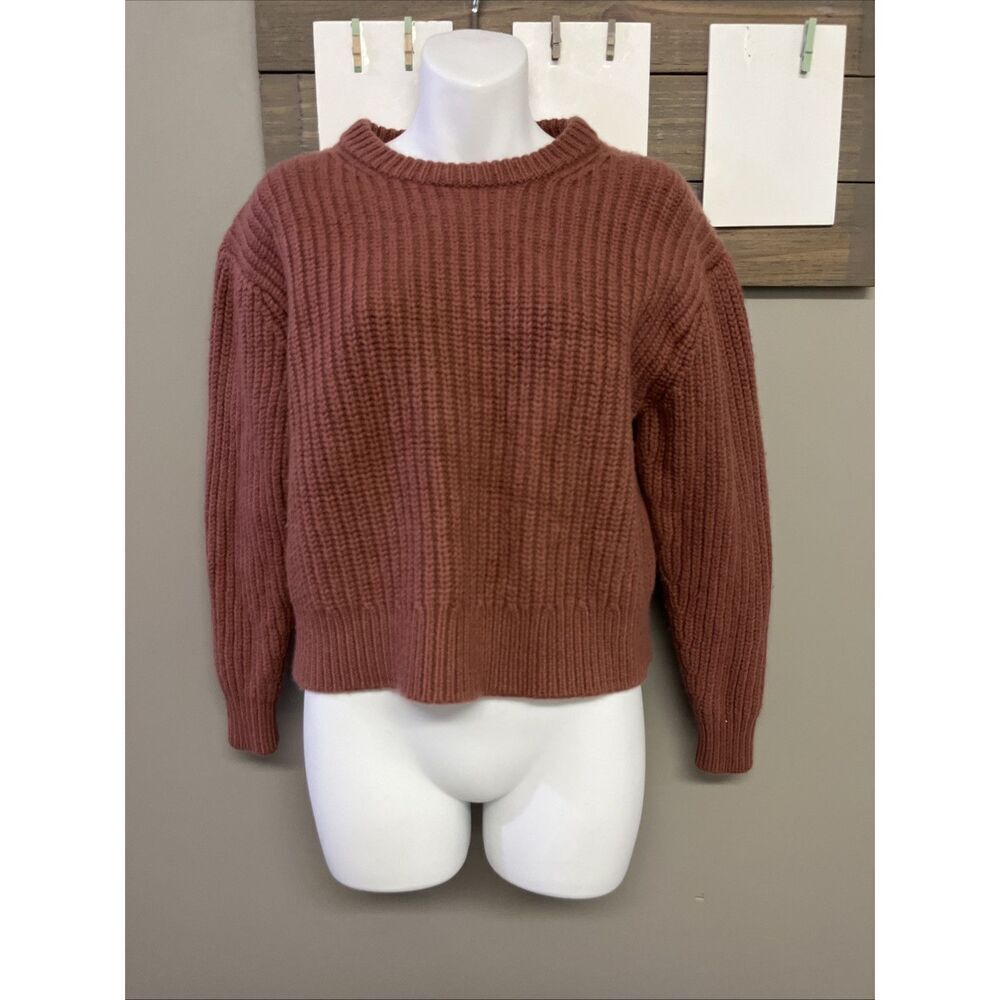 Wilfred Free Aritzia Cable Knit Crew Neck Wool Long Sleeve Sweater Mauve EUC